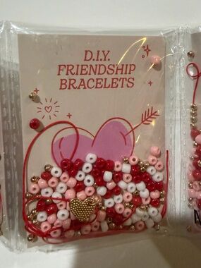 Lot of 5 DIY Friendship Bracelet Kits Valentine Galentine Beads Charms Craft
